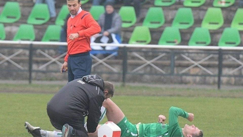 Musste im Spiel gegen Babelsberg verletzt vom Platz: Ahrensfeldes Alexander Kaatz. Foto: Muhme