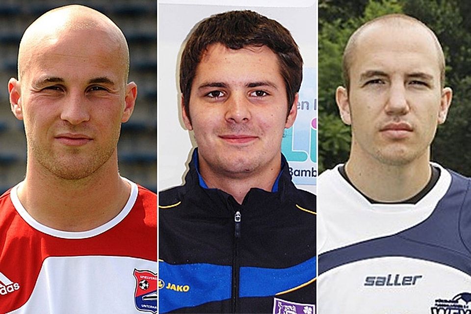 Die Top-Torjäger Sebastian Mützel (Haching II), Nicolas Görtler (Ex-Bamberg) und Tobias Riedner (Würzburg). Montage: Wagner