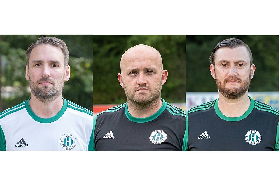 Trainer Julian Geils, Co-Trainer Maxim Depperschmidt und Torwarttrainer Adrian Schulz (v. l.)