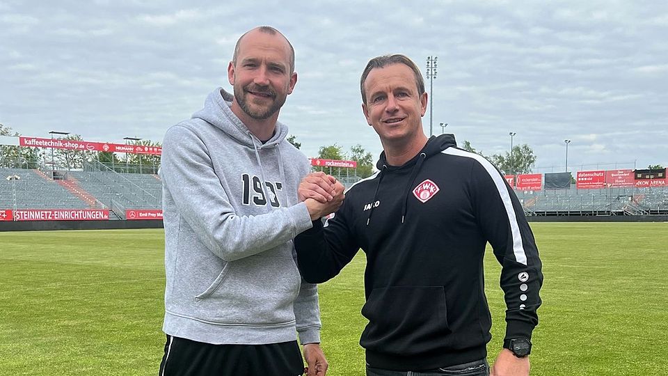 Willkommen am "Dalle", willkommen daheim: Marc Reitmaier (re.) wird neuer Cheftrainer der Würzburger Kickers - sehr zur Freude von Sportdirektor Sebastian Neumann.