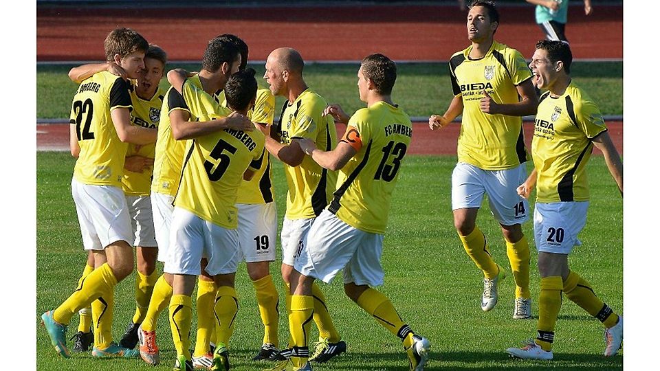 Beim FC Amberg gibt es derzeit reichlich Grund zum Feiern. F: Christian Eberhardt