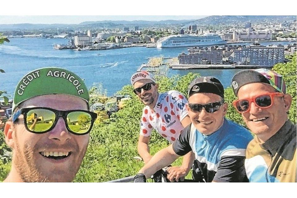 Eingespieltes Team: Sören Brodkorb, Michael Wünsche, Dirk Flederich und Stephan Walter (von links) reisen jedes Jahr durch Europa. Diesmal ging es vom schwedischen Trelleborg in die norwegische Hauptstadt. Foto: privat