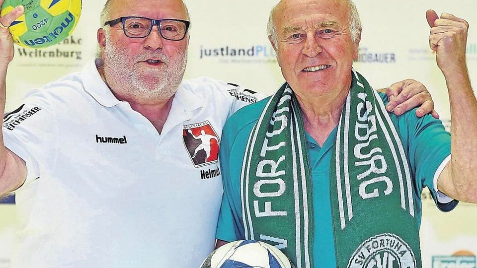 Familienintern ist Jahn-Legende Hans Meichel (rechts) als aktiver Fußballer ligatechnisch enteilt. Mittlerweile hat sich das Blatt bei den Brüdern gewendet: Als Funktionär ist Handballer Helmut Meichel nun eine Klasse höher unterwegs.