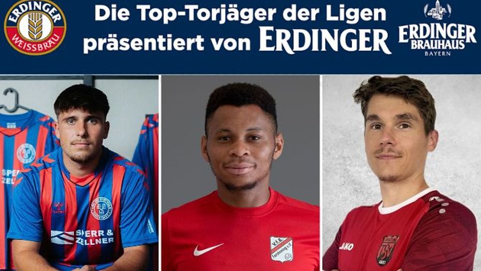 Mike Opara (Mitte) ist der Top-Torjäger der Liga. Ihm folgen Leon Eicher (li.) und Maximilian Hotz (re.).