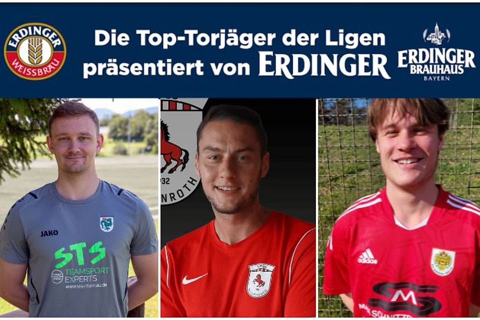 Maximilian Scheidl (M.) führt die Torjägerliste an. Josef Bierling (l.) und Alexander Adelsberger (r.) folgen ihm.
