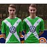 Bis 2021 im Trikot des VfL Wolfsburg: Gian-Luca und Davide-Jerome Itter, die Zwillinge aus Mönstadt, streben dort den Sprung in den Bundesliga-Kader an.