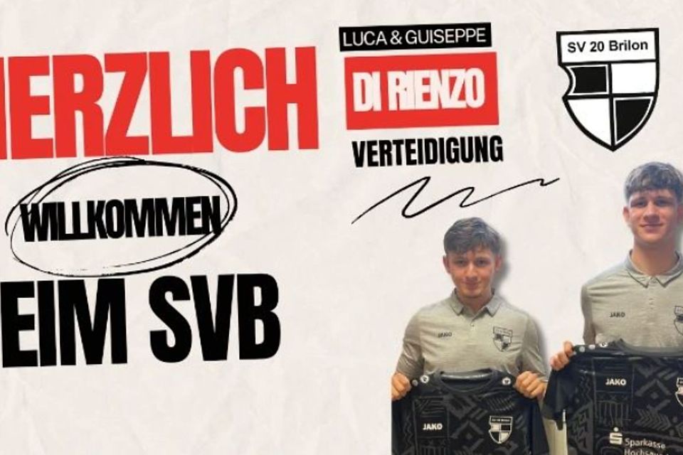 Luca (r.) und Guiseppe Di Rienzo bei der Transferankündigung des SV Brilon.
