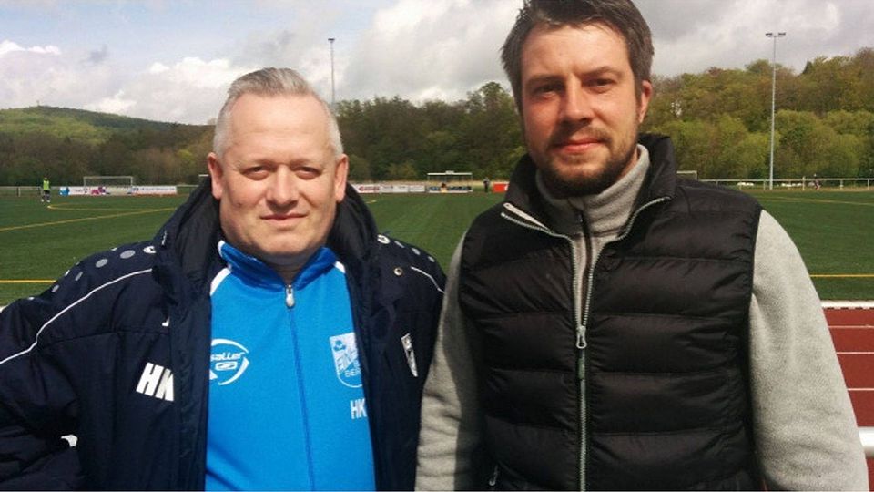 Bad Berkas Präsident Holger Hoch mit dem neuen Trainer Jan Hanke. © FC Einheit Bad Berka