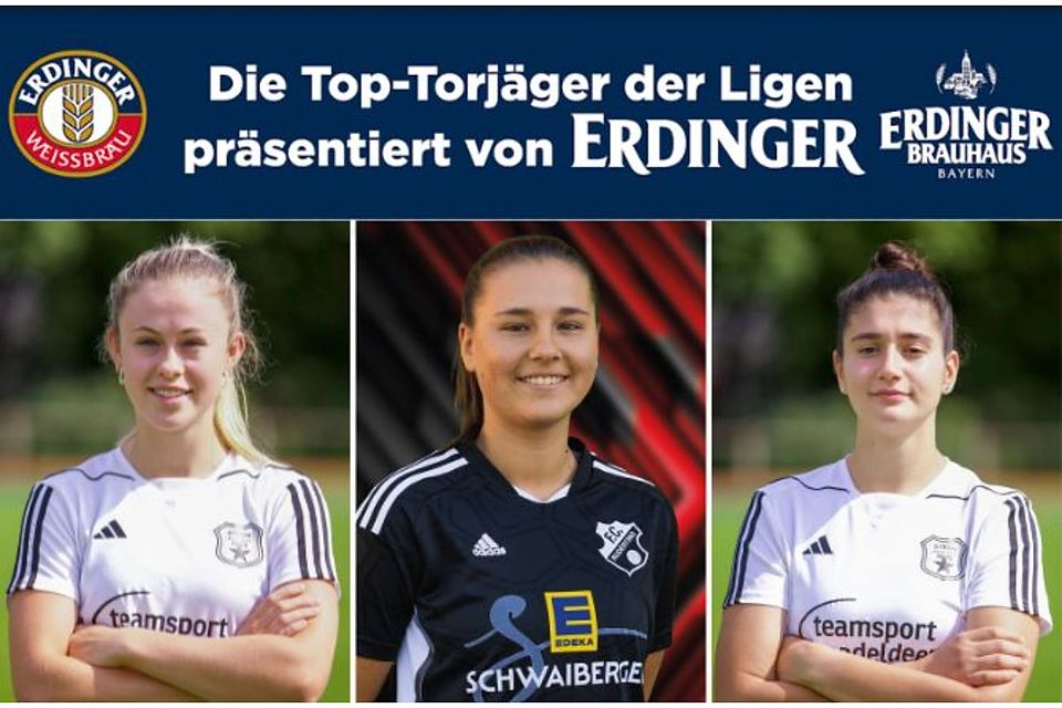 Tabea Fisch (m.), Meike Scharm (l.) und Merve Kantar jagen der Torjägerkanone nach.