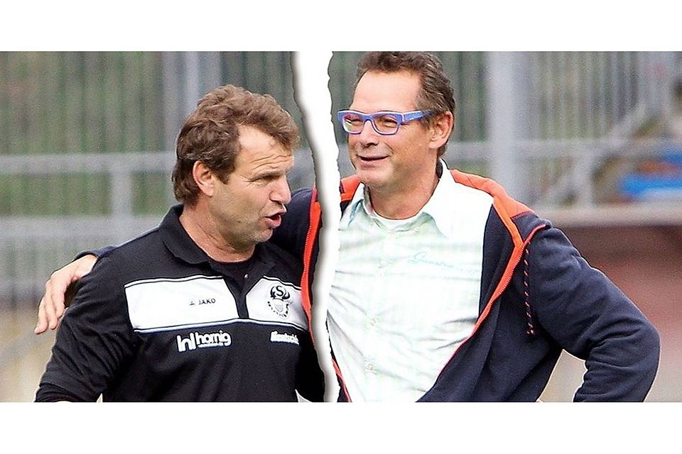 Im September 2014 waren Trainer Thomas Hentschel (links) und Vereinspräsident Ingo Frings noch ein Herz und eine Seele. Eineinhalb Jahre später wurde der Coach beurlaubt. Foto: Torsten Zettl