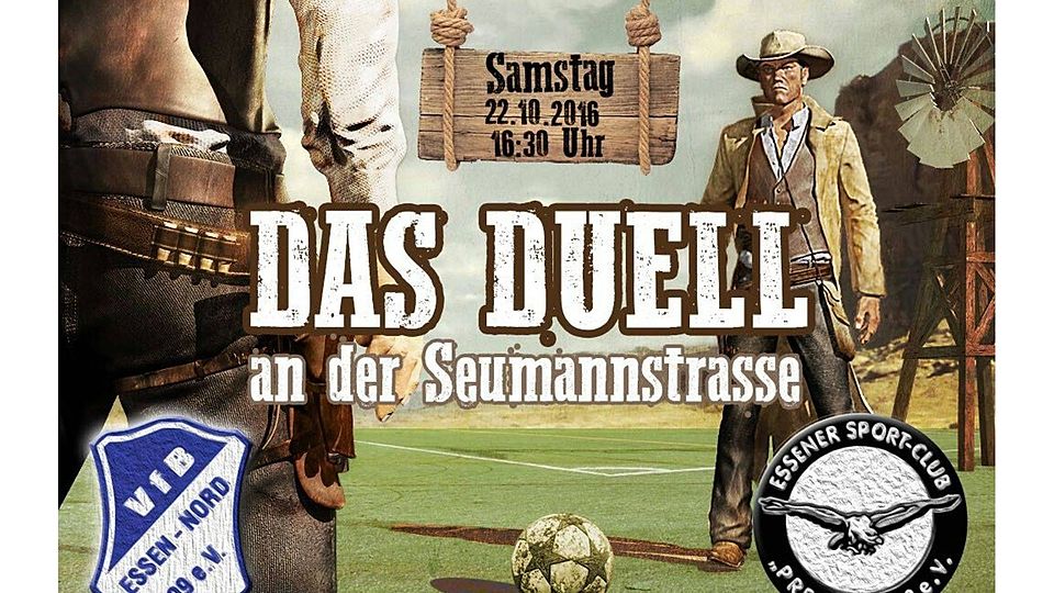 Mit diesem "Plakat" bewarb der VfB Essen-Nord das Spiel im Vorfeld