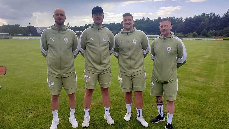 Trainer-Team des PSV Neumünster ( v. l.): Timo Rosenfeld, Nils Voss, Dennis Buthmann, Michael Krause (TW-Trainer)