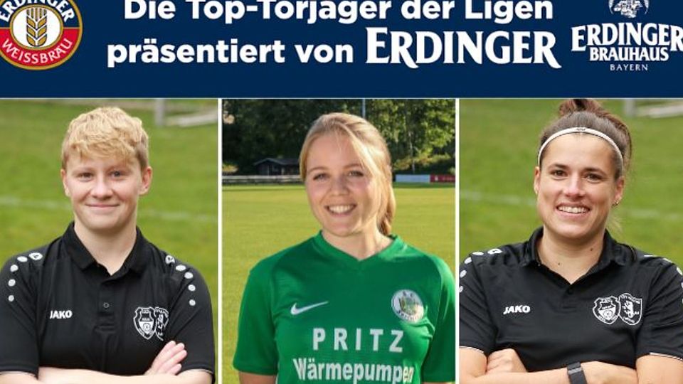 Zwei Spielerinnen von Aßling/Grafing rahmen die Führende ein.