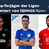 Bastian Fischer (l.), Manuel Merk (m.) und Musa Youssef (r.) klettern nach jeweils einem Treffer am Wochenende auf Platz eins der Landesliga Südwest-Torschützenliste.