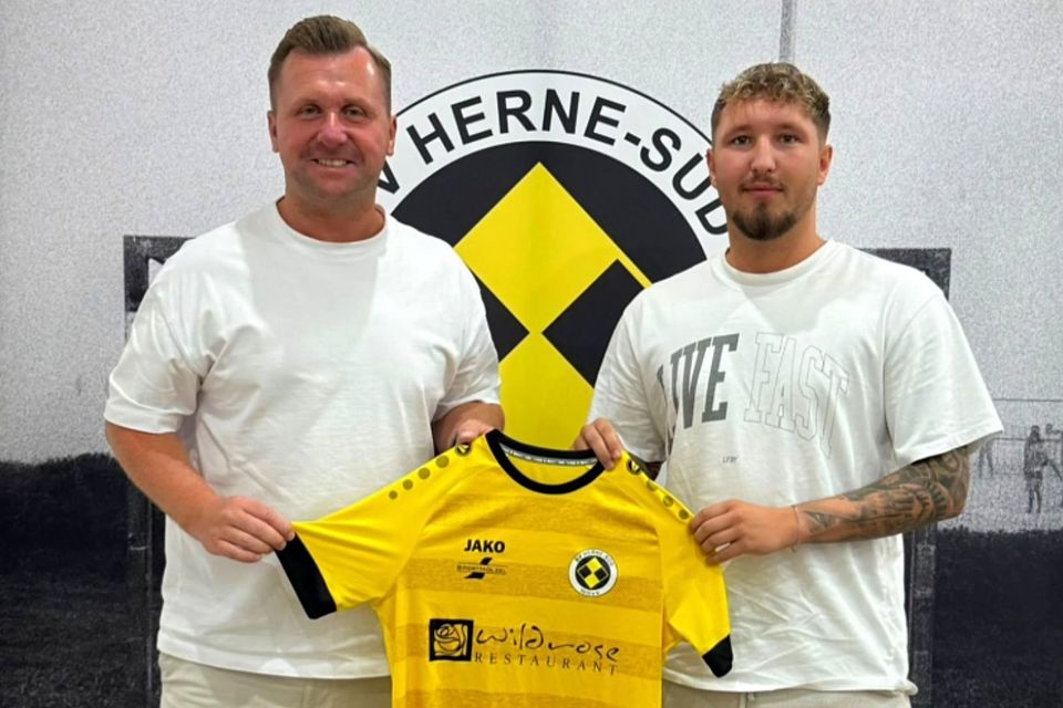 Herne-Süds Sportlicher Leiter Tim Eibold (l.) mit Migel-Max Schmeling.