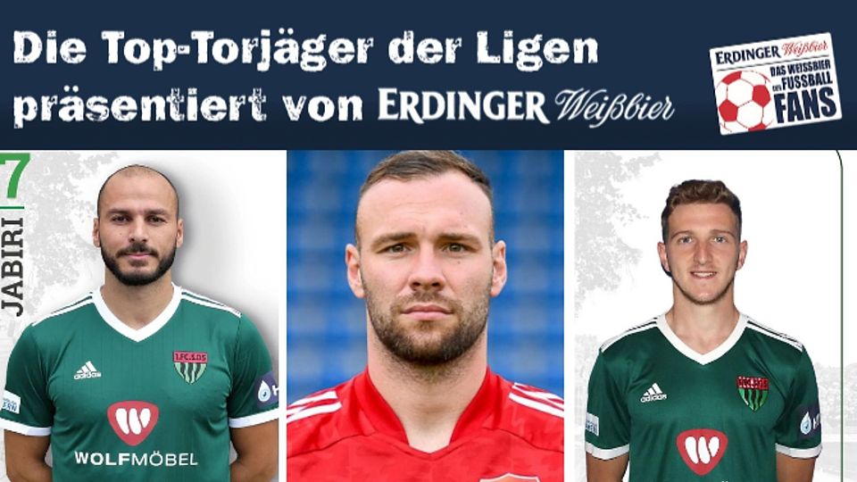 Adam Jabiri, Patrick Hobsch und Meris Skenderovic (v.l.n.r.) sind die besten Torschützen der Regionalliga Bayern.
