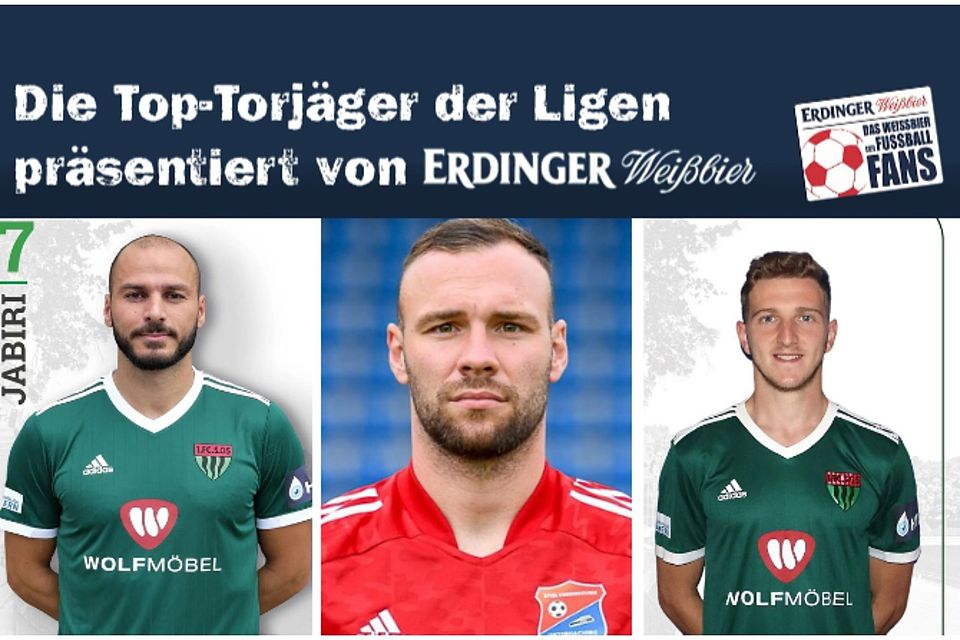 Adam Jabiri, Patrick Hobsch und Meris Skenderovic (v.l.n.r.) sind die besten Torschützen der Regionalliga Bayern.