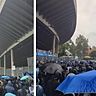 Die Fans warten weiter auf den Einlass im Grünwalder Stadion.