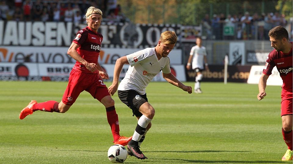 Lucas Höler rechtfertigte seine Berücksichtigung in der Startelf, erzielte das 1:0 für den SV Sandhausen im Spiel gegen den 1. FC Kaiserslautern. F: SVS
