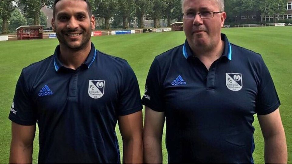 Das neue Trainerduo des FC Eintracht Cuxhaven II: Mario Graca (r.) und Gökhan Ghai. Foto: Eintracht Cuxhaven