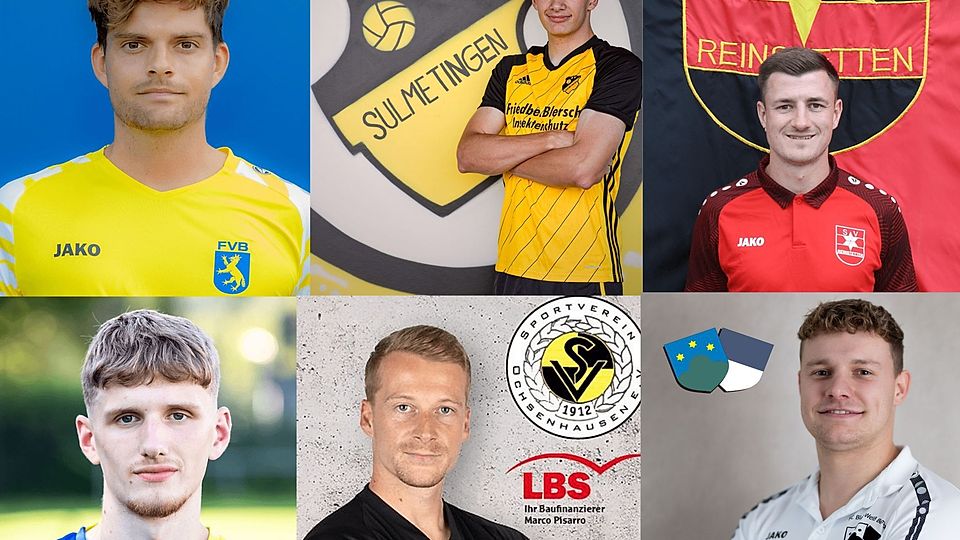 von oben links nach rechts im Uhrzeigersinn: Timo Heimpel, Dominik Martin, Trainer Florian Treske, Raphael Zwerger, Dominik Felger und Christopher Henry