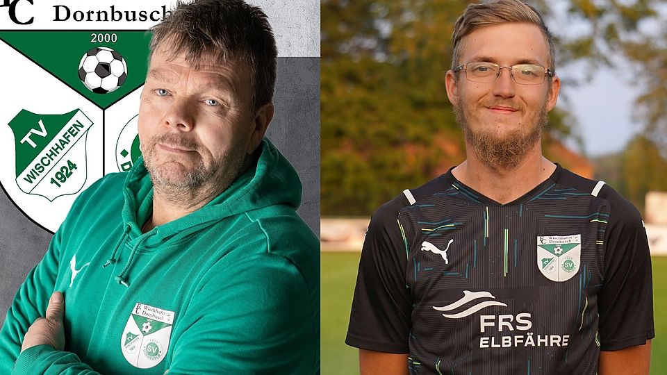 Trainer Andreas Brandt und sein spielender Co-Trainer und bester Torschütze Jannik Eichhorn.