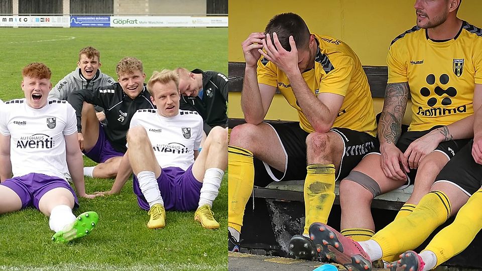 Während Bamberg (links) für den Meisterjubler üben kann, muss Hof (rechts) weiter um die Bayernliga bangen.