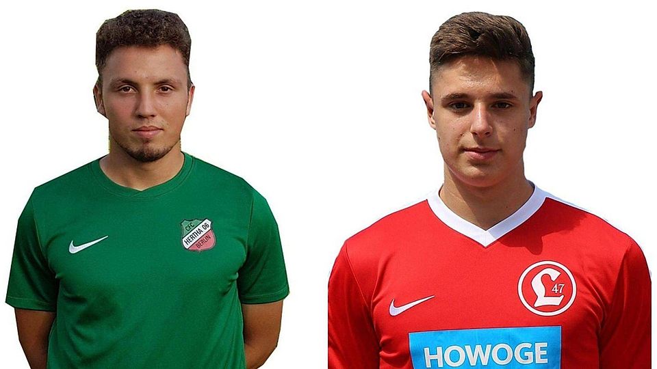 Max Konrad (li., hier noch im Trikot des CFC Hertha 06) und Justin Meyer (r.) wechseln zum SV Sparta Lichtenberg.