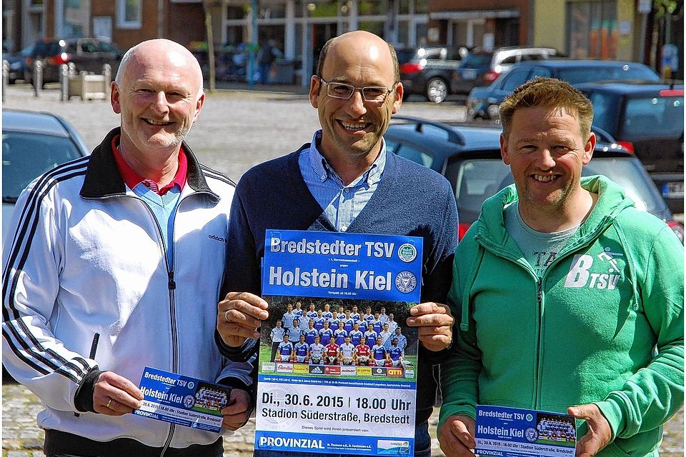 Freuen sich auf das Gastspiel von Holstein Kiel: Andreas Weiß, Michael Thomsen und Lars Nissen (von links). Foto: cch