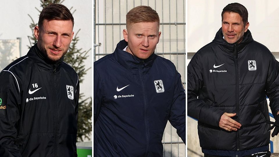 Das neue Impulsiv-Trio des TSV 1860 München (v.l.n.r.): Mittelfeld-Abräumer Philipp Maier, Co-Trainer Nico Masetzky, Cheftrainer Patrick Glöckner.