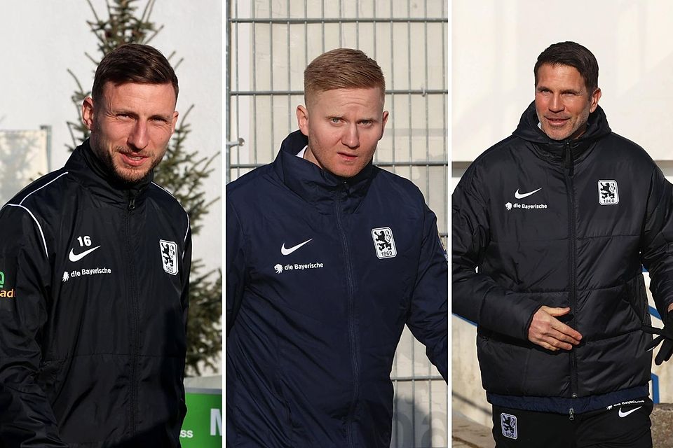 Das neue Impulsiv-Trio des TSV 1860 München (v.l.n.r.): Mittelfeld-Abräumer Philipp Maier, Co-Trainer Nico Masetzky, Cheftrainer Patrick Glöckner.