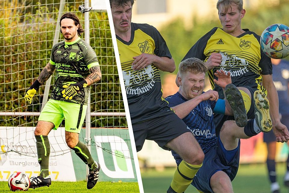 Burglengenfelds Keeper Marco Epifani (linkes Bild) war für die ASV-Reserve als Torjäger unterwegs. In Haselbach (rechtes Bild) sahen 700 Leute das Gipfeltreffen in der Kreisliga West. – Fotos: Dominik Adlhoch, Redaktion Schwandorf