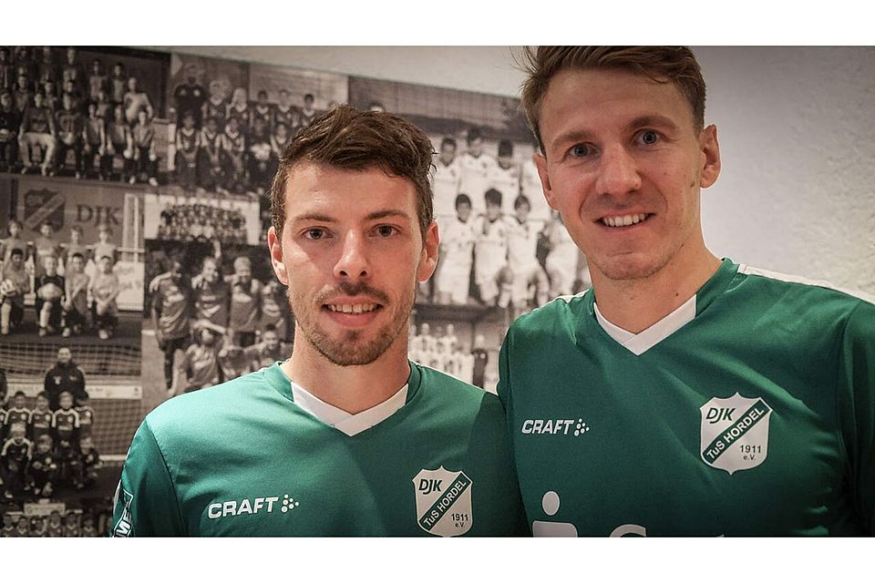 Pascal Beilfuß (links) und Patrick Polk, das Spielertrainer-Duo des Westfalenligisten DJK TuS Hordel