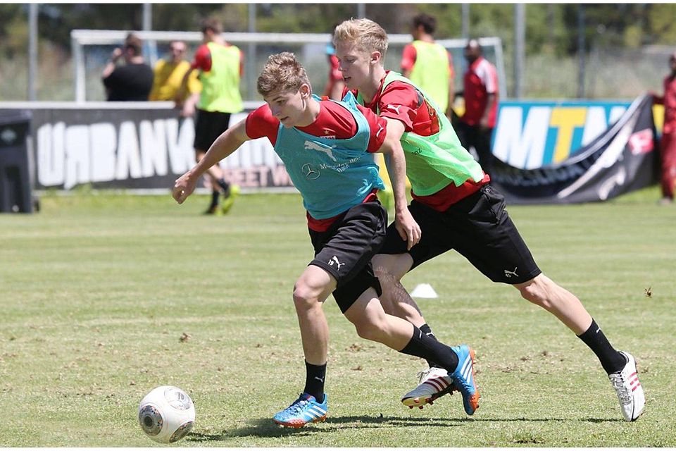 Timo Werner und Timo Baumgartl sind zwei von vier VfB-Talenten, die im vorläufigen EM-Kader der DFB U19 stehen. Foto: Baumann