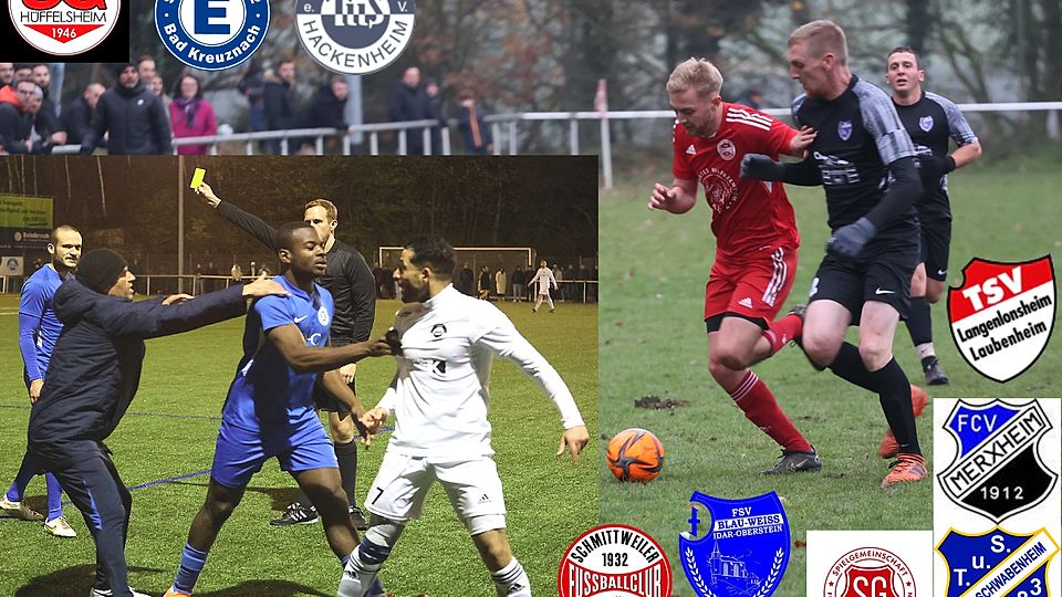 Zu den Protagonisten in den letzten Wochen der Saison 22/23 zählen in der "LaLiga" TuS Hackenheim und Eintracht Kreuznach (unten links) sowie das Bezirksliga-Spitzenduo FC Schmittweiler-Callbach und Blau-Weiß Idar-Oberstein.