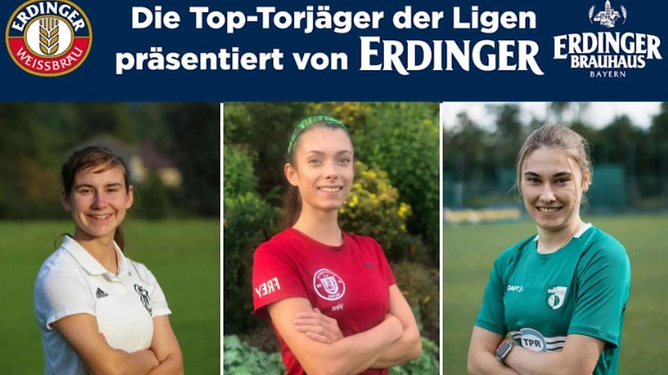 Die besten Torschützinnen der Landesliga Süd in der Saison 2024/25: Maria Zeller, Verena Graf und Lena Jocher (v.l.).