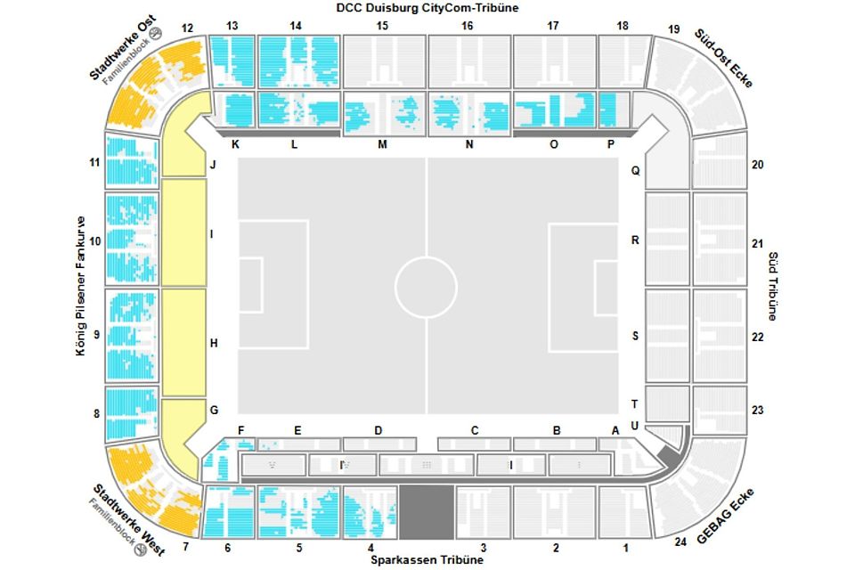 Im Stadion sind noch viele freie Plätze zu finden.