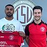 Spielertrainer André Klahn (rechts) nimmt Neuzugang Muhammed Abu Zughaib an seine Seite.