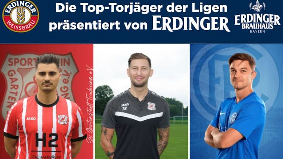 Filip Martinovic (mi.) und Sebastian Nappo (li.) sind beim SV Gartenstadt Trudering nicht zu stoppen. Nicolas Hilz (re.) bleibt da nur noch Rang drei.