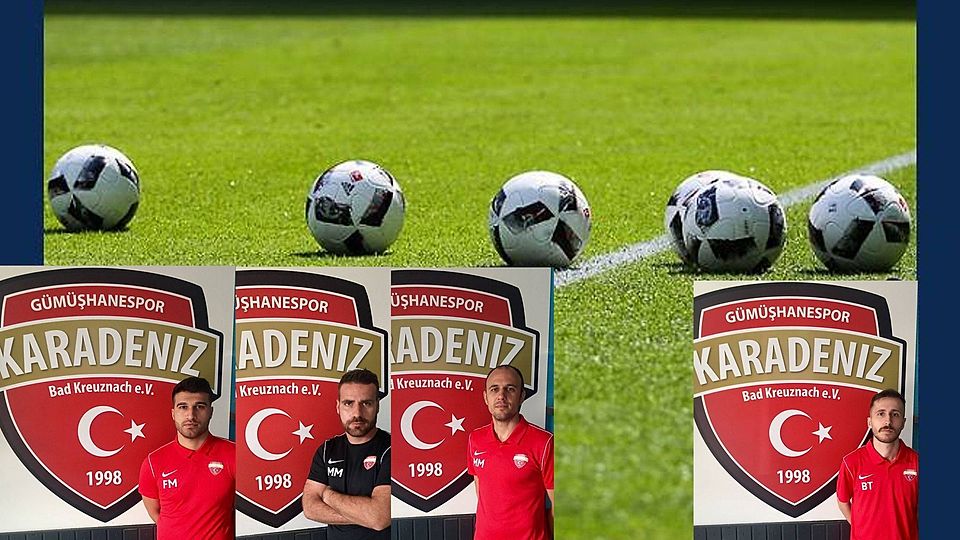 Mit Spielertrainer Furkan Meydan, Matthias Mahr an der Linke und Marian Madjaroski als TW-Trainer geht Karadeniz in die neue Saison (von links). Burak Tasci (rechts) rückt ins zweite Glied. 