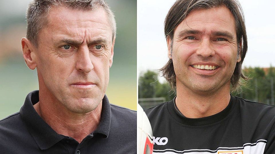 Am Saisonende verabschieden sich die Trainer Dieter Märkle (links, Regionalliga-Team) und Matthias Lust (rechts, B-Junioren) vom FC Augsburg.  F.: Krieger, Hochgemuth