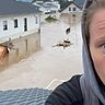 Das Neubaugebiet, in dem Jacqueline Dünker in Bad Neuenahr-Ahrweiler wohnt, steht vollkommen unter Wasser. In der Nacht zu Donnerstag rettete sie sich auf das Dach ihres Hauses, wartete bis 6 Uhr auf Rettungsboote.