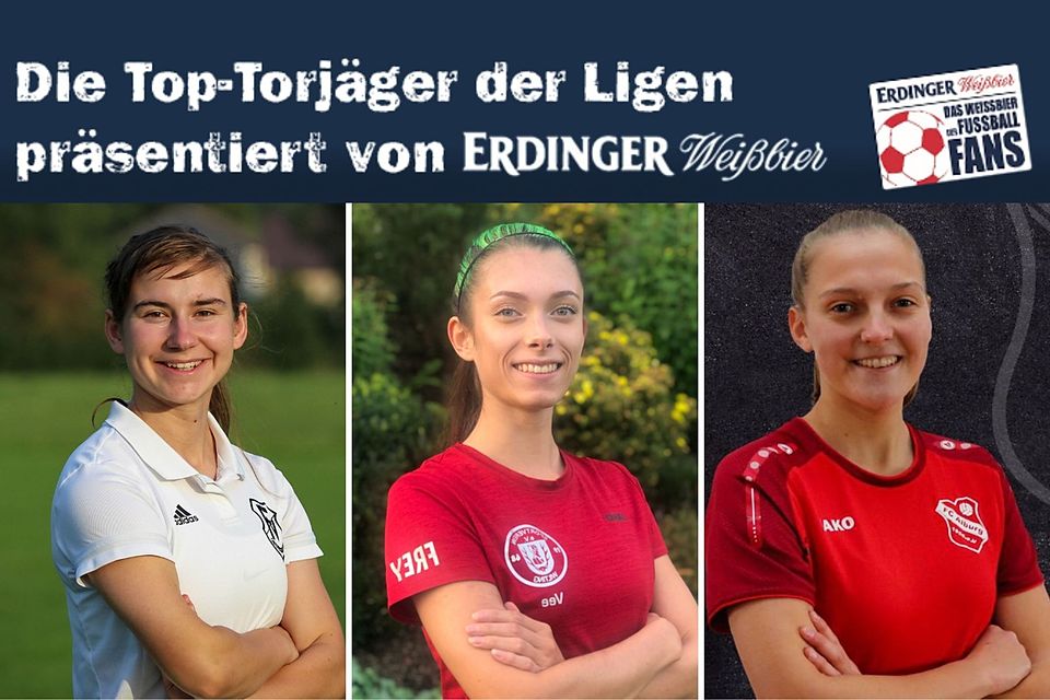 Verena Graf (m.) führt die Torjägerliste in der Landesliga Süd an. Auf Platz zwei und drei folgen Maria Zeller (l.) und Lena Hasenclever (r.).