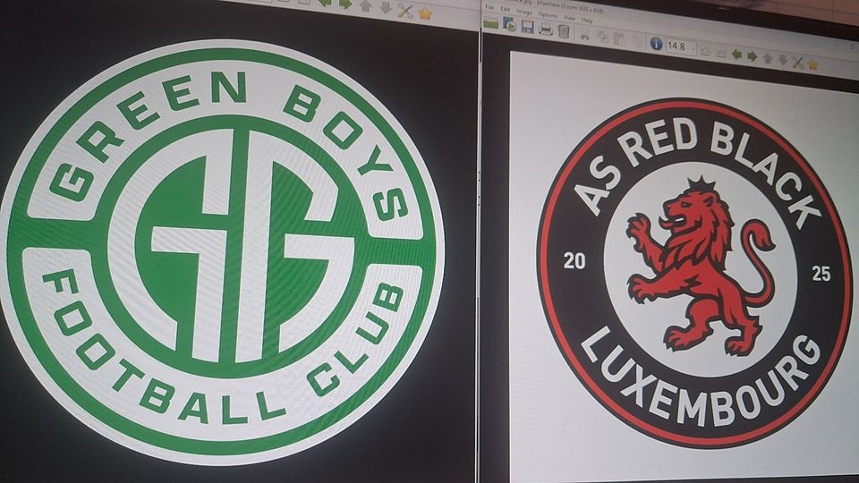 Links das neue Logo der Green Boys, rechts das der AS Red Black