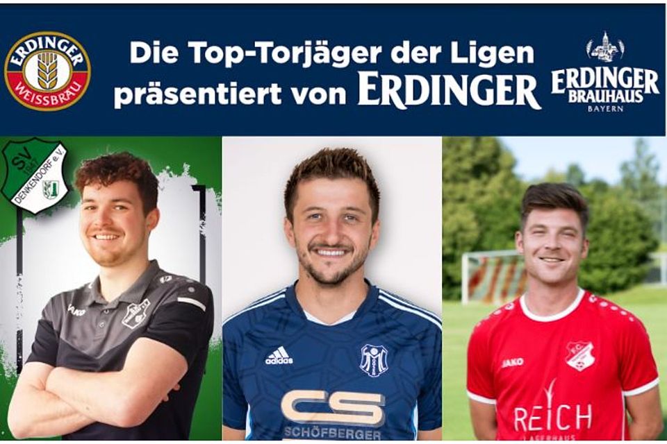 Maximilian Bauer (M.) führt die Torschützenliste an, gefolgt von Christoph Ratberger (l.). Marius Heß (r.) ist Dritter. Maximilian Bauer (M.) führt die Torschützenliste an, gefolgt von Christoph Ratberger (l.). Marius Heß (r.) ist Dritter.