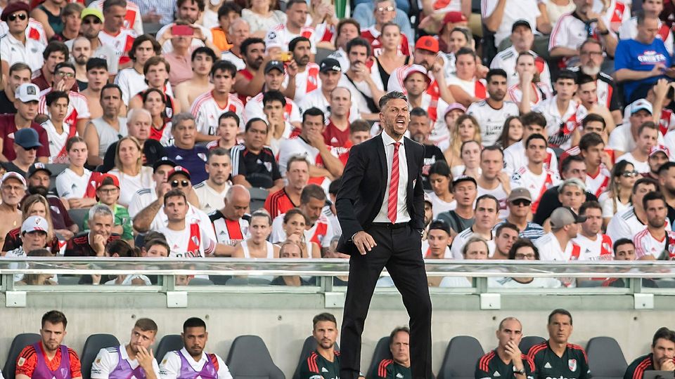 February 12, 2023, Buenos Aires, Argentina: Martin Demichelis coach of River Plate reacts during a match between River P