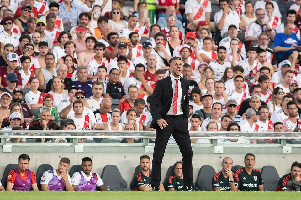 February 12, 2023, Buenos Aires, Argentina: Martin Demichelis coach of River Plate reacts during a match between River P