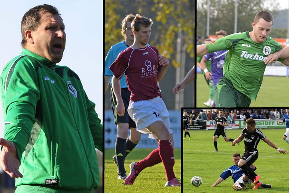 Drei Abgänge, ein Neuzugang: Thomas Foth (links), Mario Foth (Mitte) und Michael Weiß (rechts) verlassen die SpVgg Ansbach. Patrick Pfahler (unten) stößt zum Landesliga-Mannschaft hinzu. F: Giurdanella, Linke, Zink, Wölfel
