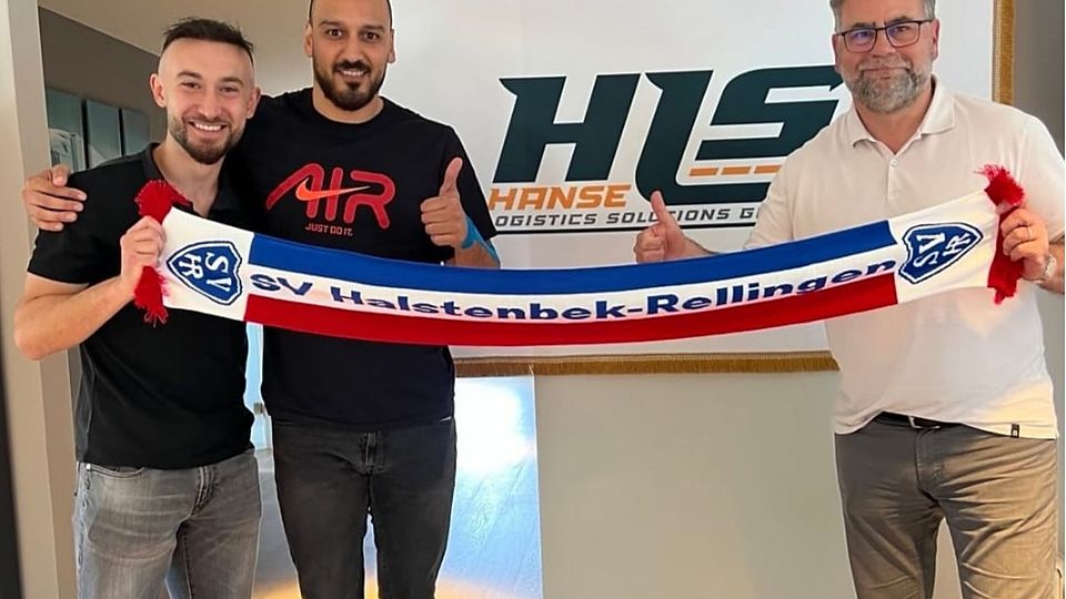 Mustafa Ercetin und Abdullah Yilmaz (von links) gemeinsam mit dem sportlichen Leiter Oliver Berndt – die SV H-R präsentiert stolz ihre Neuzugänge für die kommende Oberliga-Saison.