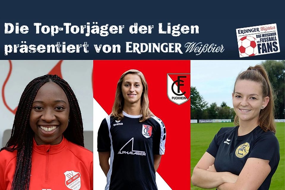 Fridos Tomangbe, Verena Huber und Carolin Koston (v.l.n.r.) sind die besten Torjägerinnen der Bezirksliga 02. – Foto: FuPa
